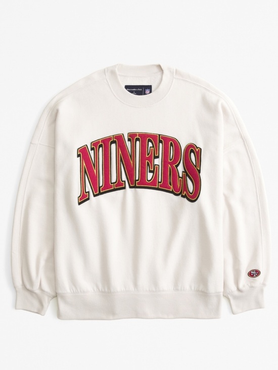 Abercrombie & Fitch Sweaters - Abercrombie & Fitch Cream San Francisco 49ers graphic oversized Sunday crew